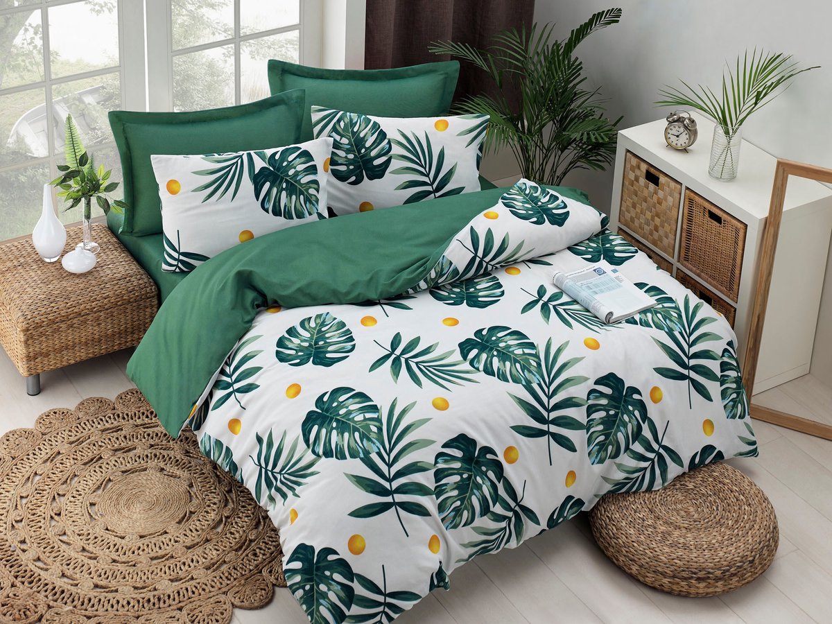 Asir dubbele dekbedovertrekset - groen-wit