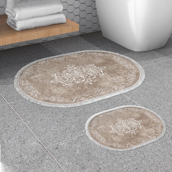 Asir Badmat Set (2 stuks) - Beige Wit