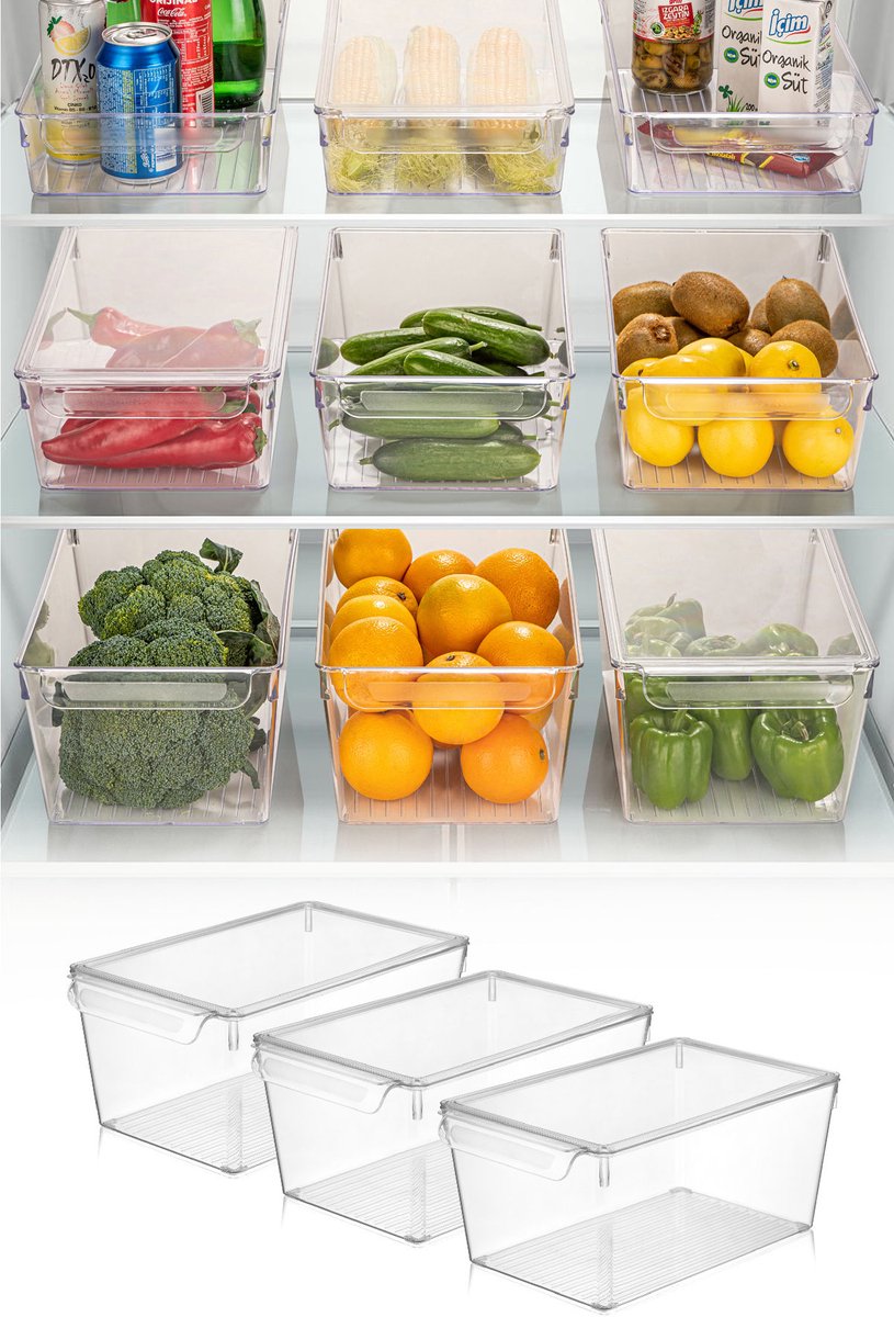 Asir Koelkast Organizer Set (3 Stuks) - Transparant