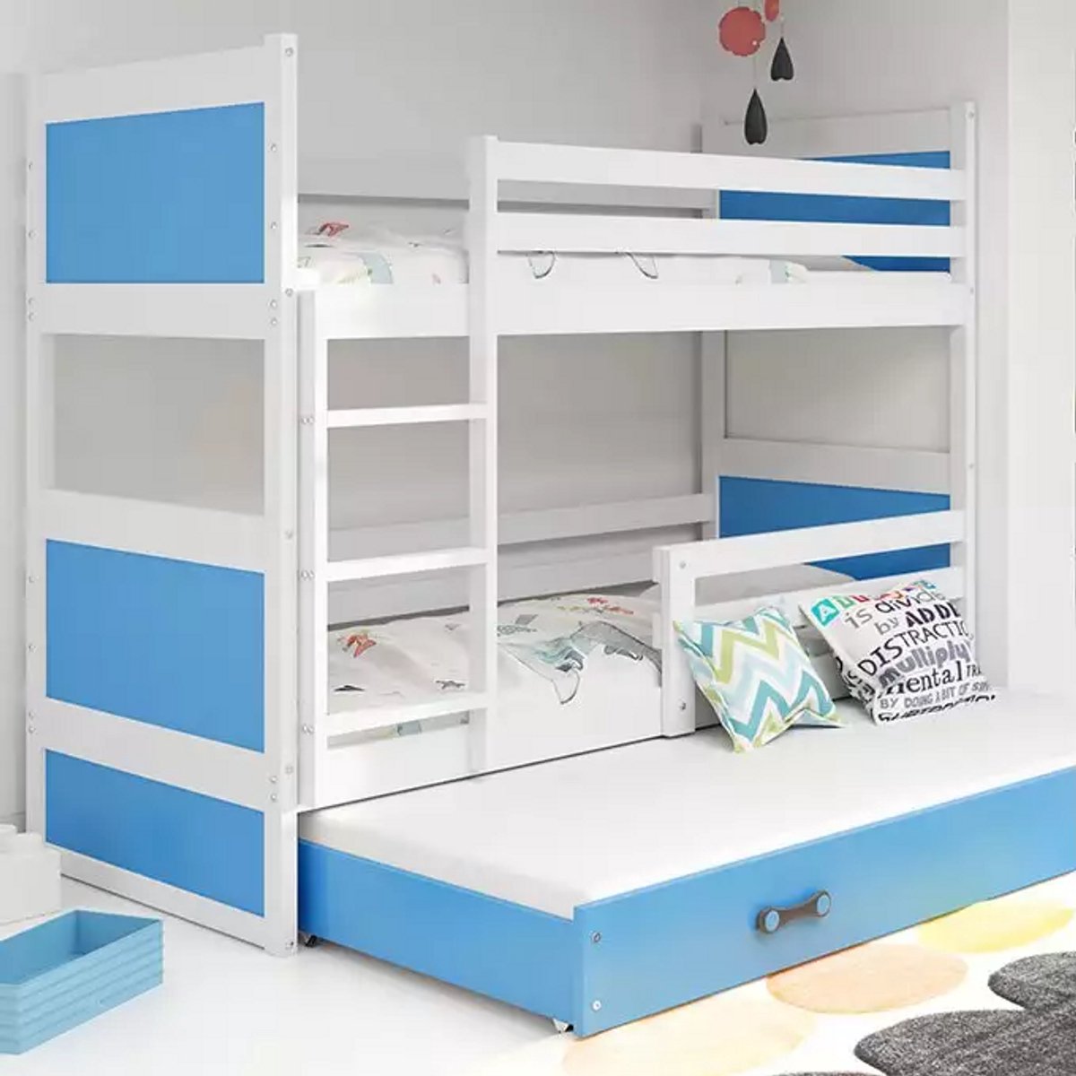 BMS RICO - Bed - 90x200 - Jeugd - Wit/blauw