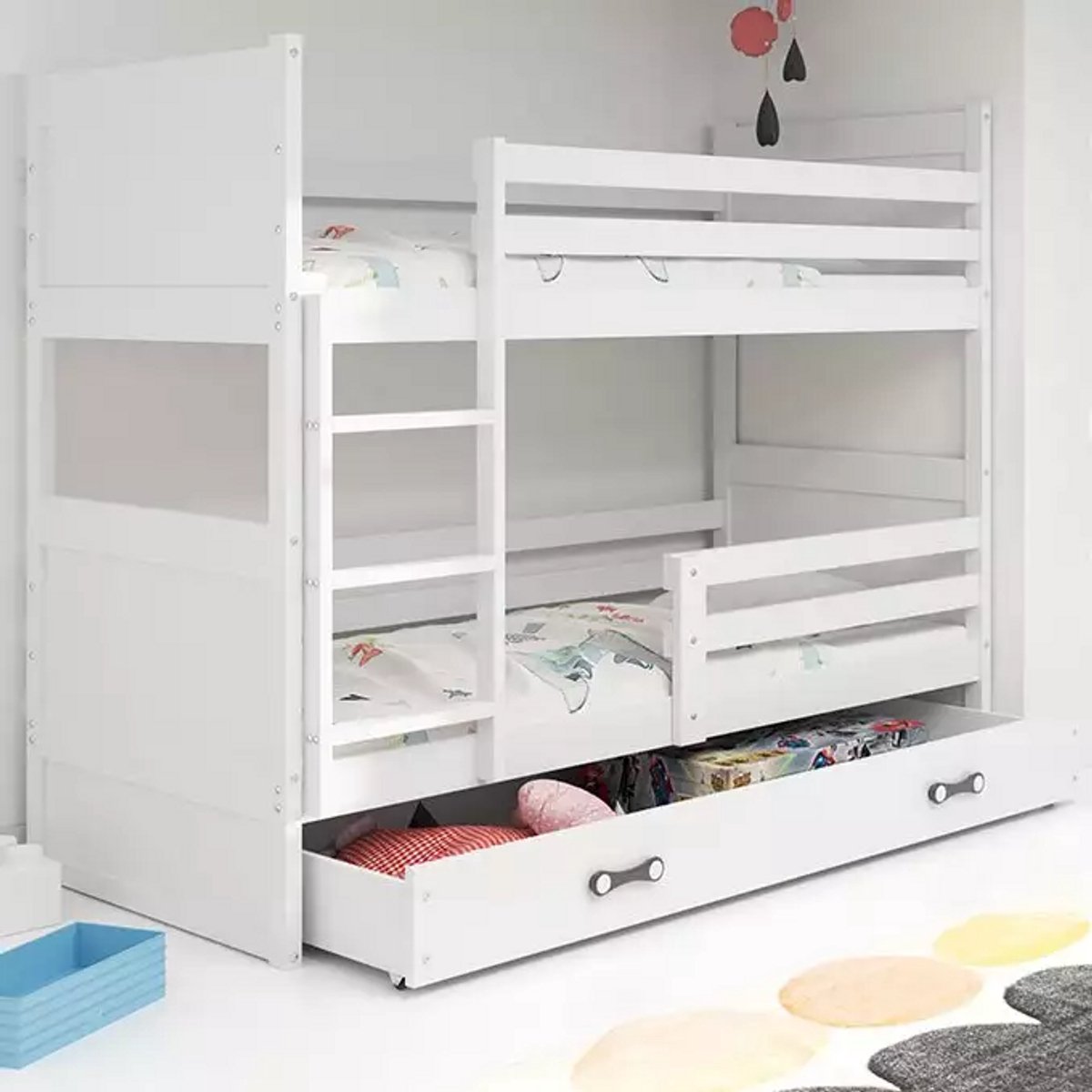 BMS - Bunk Bed - 90X200 - Wit - Met Matras en Lade