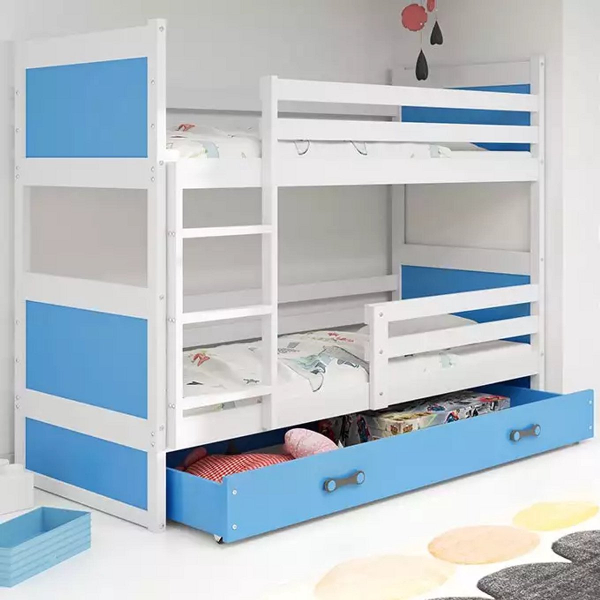 BMS - Bunk Bed - 90x200 cm - Wit/Blauw