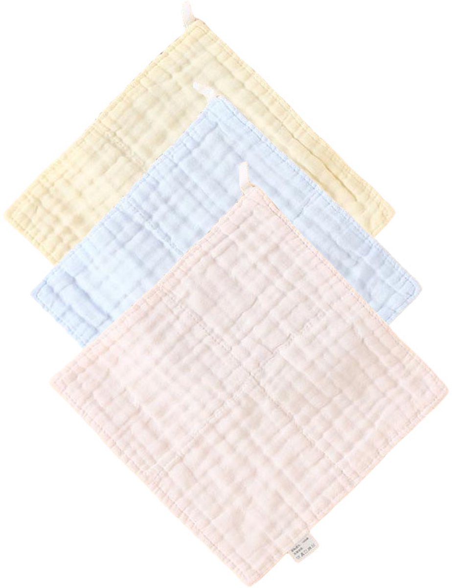 Image of 3-pack babydoekjes - zachte katoenen babydoekjes, 25 x 25 cm, absorberende katoenen doekjes, mousseline luiers - geschikt voor jongens en meisjes - maat C