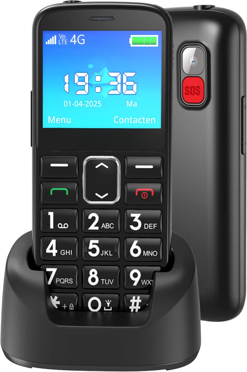 Senzo Senioren Telefoon - 4G - SOS-knop - GSM - Senioren Mobiele Telefoon - Simlockvrij - Incl. Simkaart - Nederlandstalig