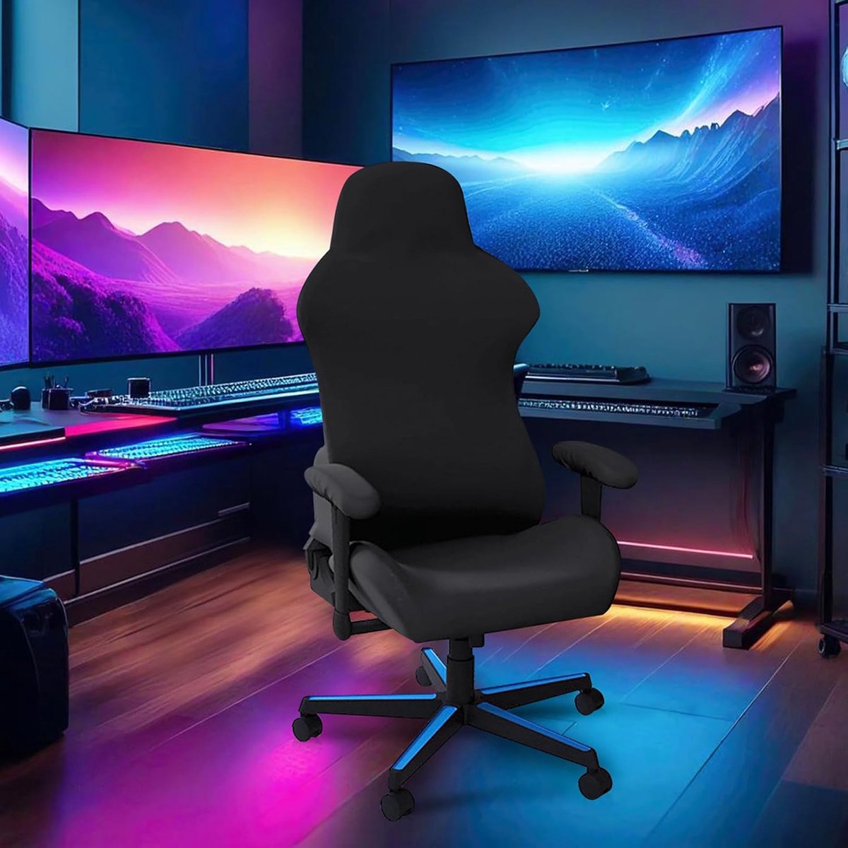 Pack of 4 Gaming Chair Covers - Zwart - Stretch - afbeelding 3