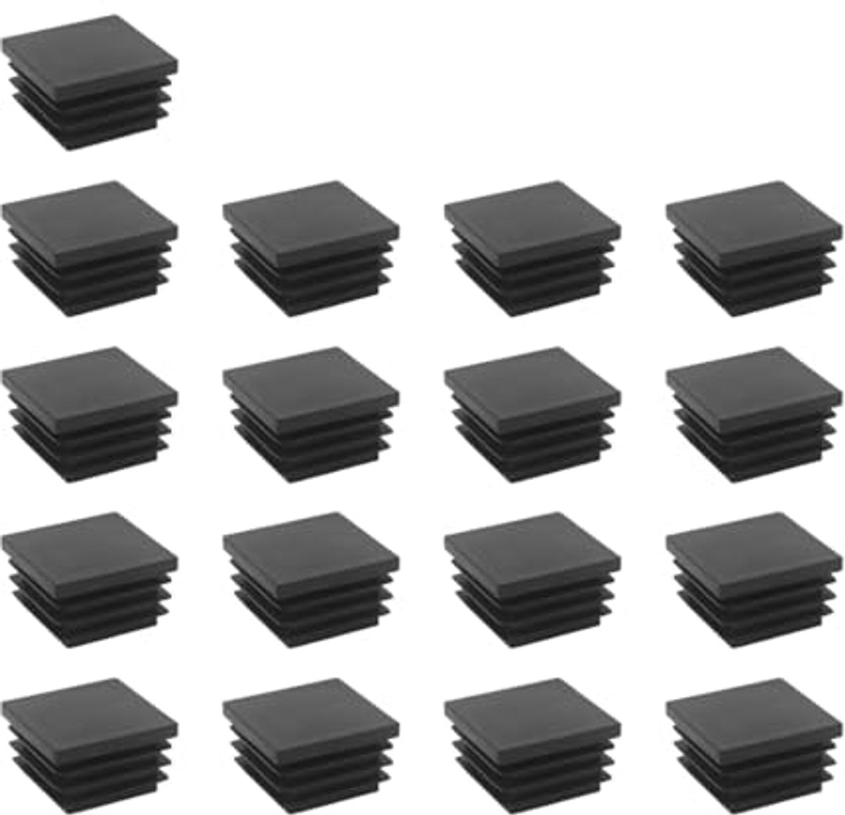 Lamellenstoppen 30 x 30 mm voor vierkante buizen - 21 stuks PE-kunststof doppen