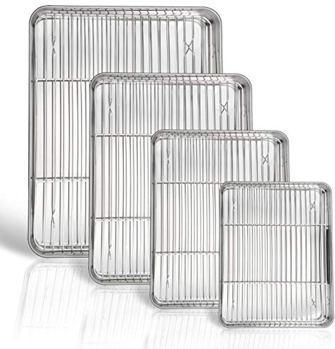 Bakplaat en rekset, 8-pack van roestvrij staal - oven- en vaatwasmachinebestendig - perfecte koekjesbladen