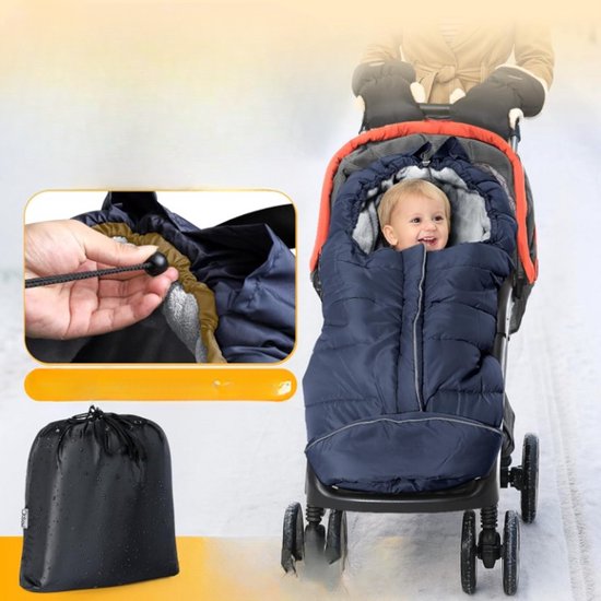 Voetenzak kinderwagen, voetenzak, buggy, voetenzak, kinderwagen, winter, met Wamres koraalfleece, ritssluiting, antislip en reflecterende strepen, universeel en waterdicht, blauw - Lang (97 * 44 cm) — afbeelding 2