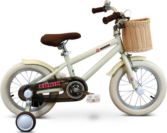 Zonix Kinderfiets 14 Inch Jongensfiets - Licht Beige Met Zijwieltjes - Leeftijd 3-5 Jaar - Kledingmaat 98-108 van Zonix — afbeelding 4
