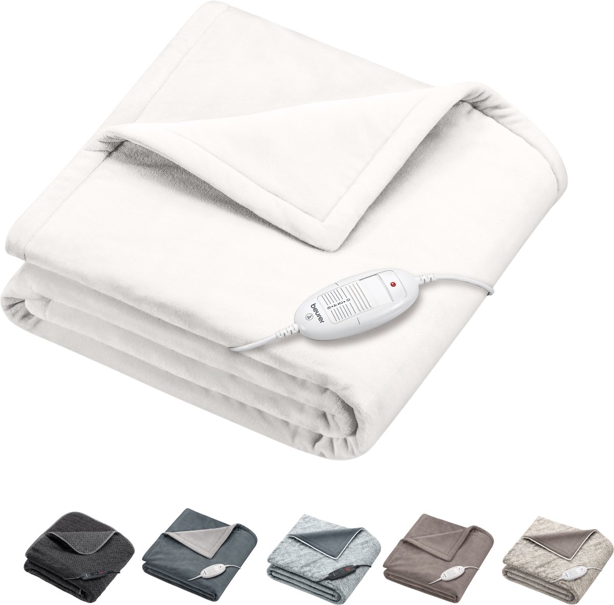 Beurer Warmtedeken | Test: zeer goed | 180 x 130 cm | HD 75 | 6 Warmtestanden | Luxe elektrische bovendeken | Automatische uitschakeling | Fleece | Machinewasbaar | 3 Jaar garantie | Wit