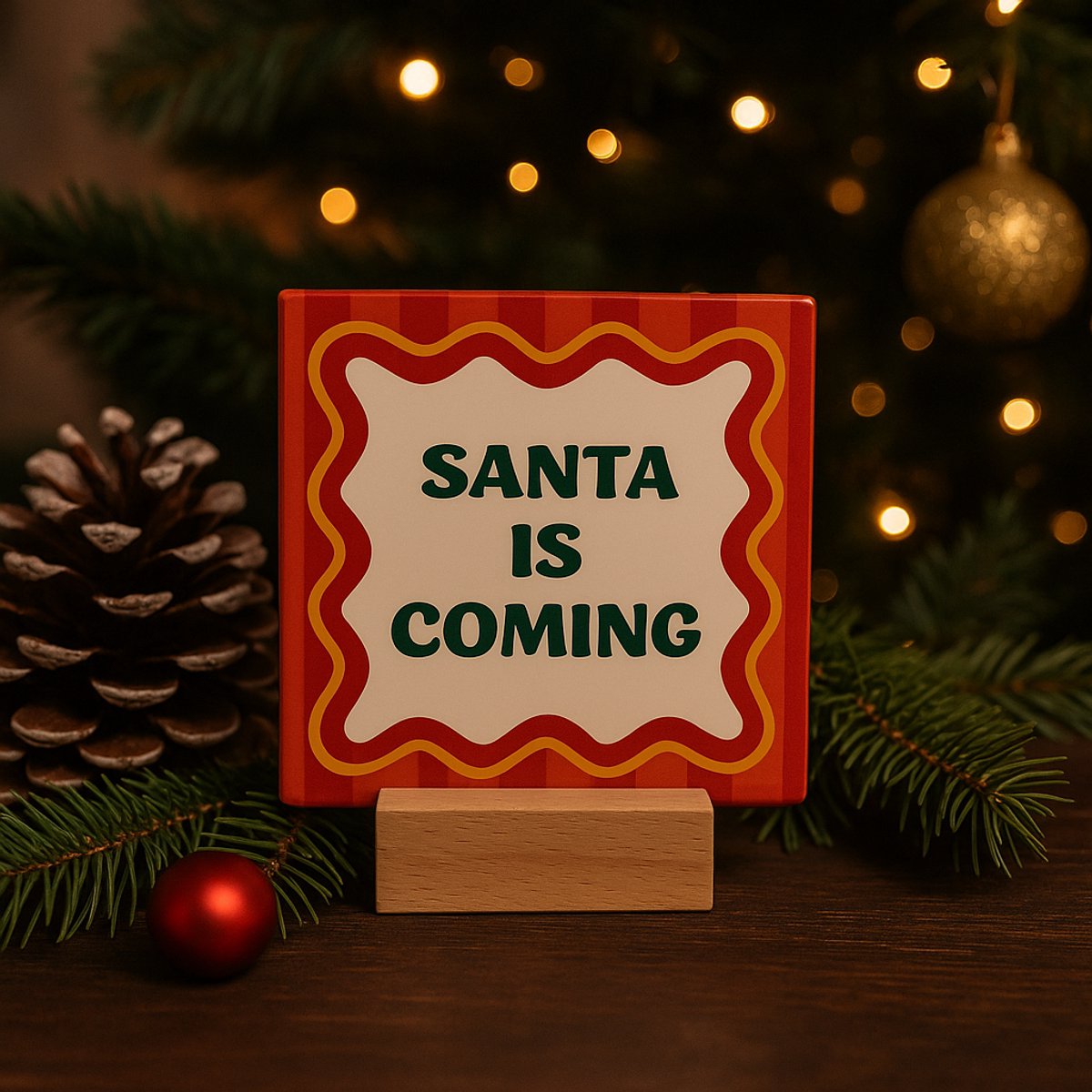 Santa is coming - 10 x 10 cm - Kerst decoratietegel