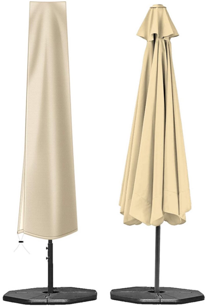 OIMG Parasolhoes - Weersbestendige Parasolhoes - Waterdichte parasolhoes - Met rits, trekkoord - 190cm×50cm×30cm - Weerbestendig Robuust - UV-bestendig - gebroken wit - Geschikt Voor patio, tuin, tuinmarkt, parasolhoes