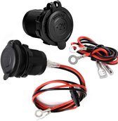 EXCITAT 2 stuks - Stopcontact - Sigarettenaansteker - Waterdicht - Met kabel - Geschikt voor boten, motoren en auto's - 12-24V