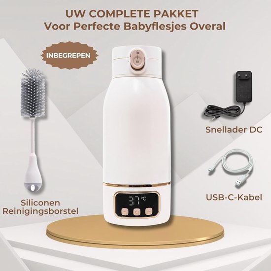 Lexium Flessenwarmer onderweg - Draagbare Baby Flessenwarmer - Intelligente Flesverwarmer - Oplaadbaar - Geschikt voor Borstvoeding & Babyvoeding - Draadloos te gebruiken om je melk op temperatuur te houden of krijgen — afbeelding 5