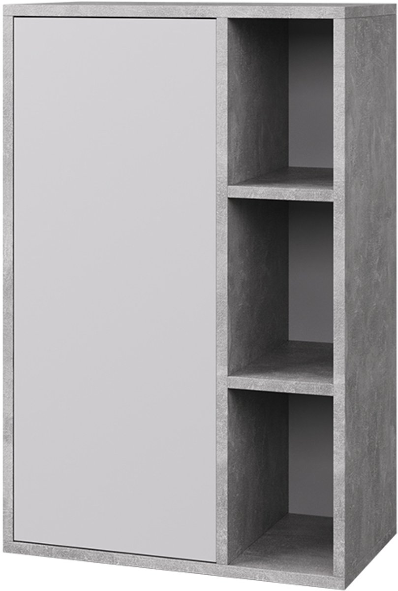 Vicco Berno Wandrek – 50.1 x 78.4 cm met 3 open compartimenten Beton/Wit
