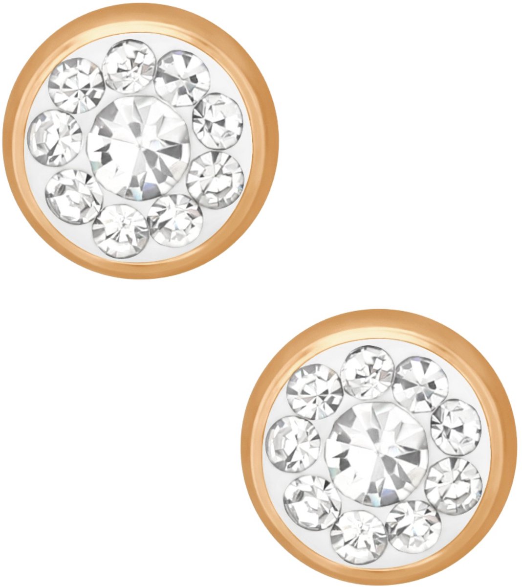 Roségoud Chirurgisch Staal Ronde 5 mm Oorstekers met Kristal