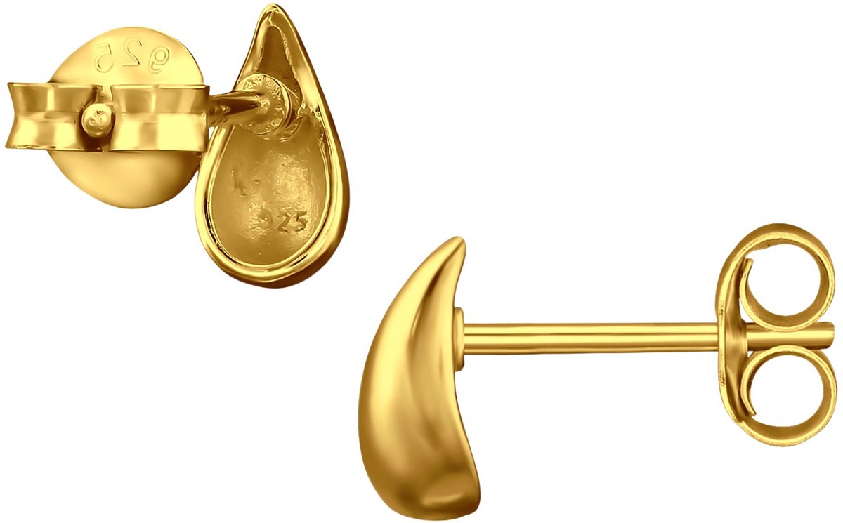 MAXTE 925 Vergulde Druppel Oorknopjes - Minimalistische Gouden Stud Oorbellen - Sterling Zilver - 4 x 7,2 mm