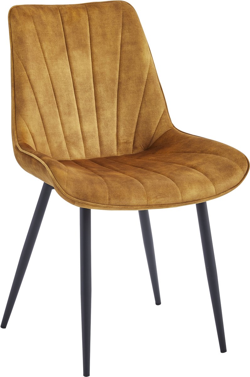 Colenis® - Lesedi Eetkamerstoel - Set Van 6 - Honey - Adoré Velvet - Industrieel