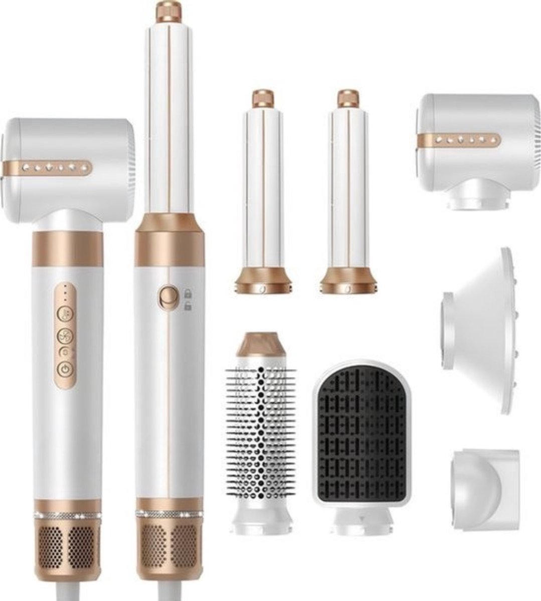 Airstyler - Haar - Haarborstel - Multistyler - Opbergdoos - Föhn Met Diffuser - Krulborstel - Krultang - Haardroger - Föhnborstel - Stijltang -Hairwrap - 7 In 1 - Velours Max