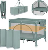 Lionelo Laura - Compact 3 in 1 Campingbedje, Box & Babybed - Lichtgewicht - 2 Hoogtes - Wielen met Rem - Gaas Zijpanelen & Peuter Ingang - Inclusief Draagtas & Opbergzak - Reisbedje
