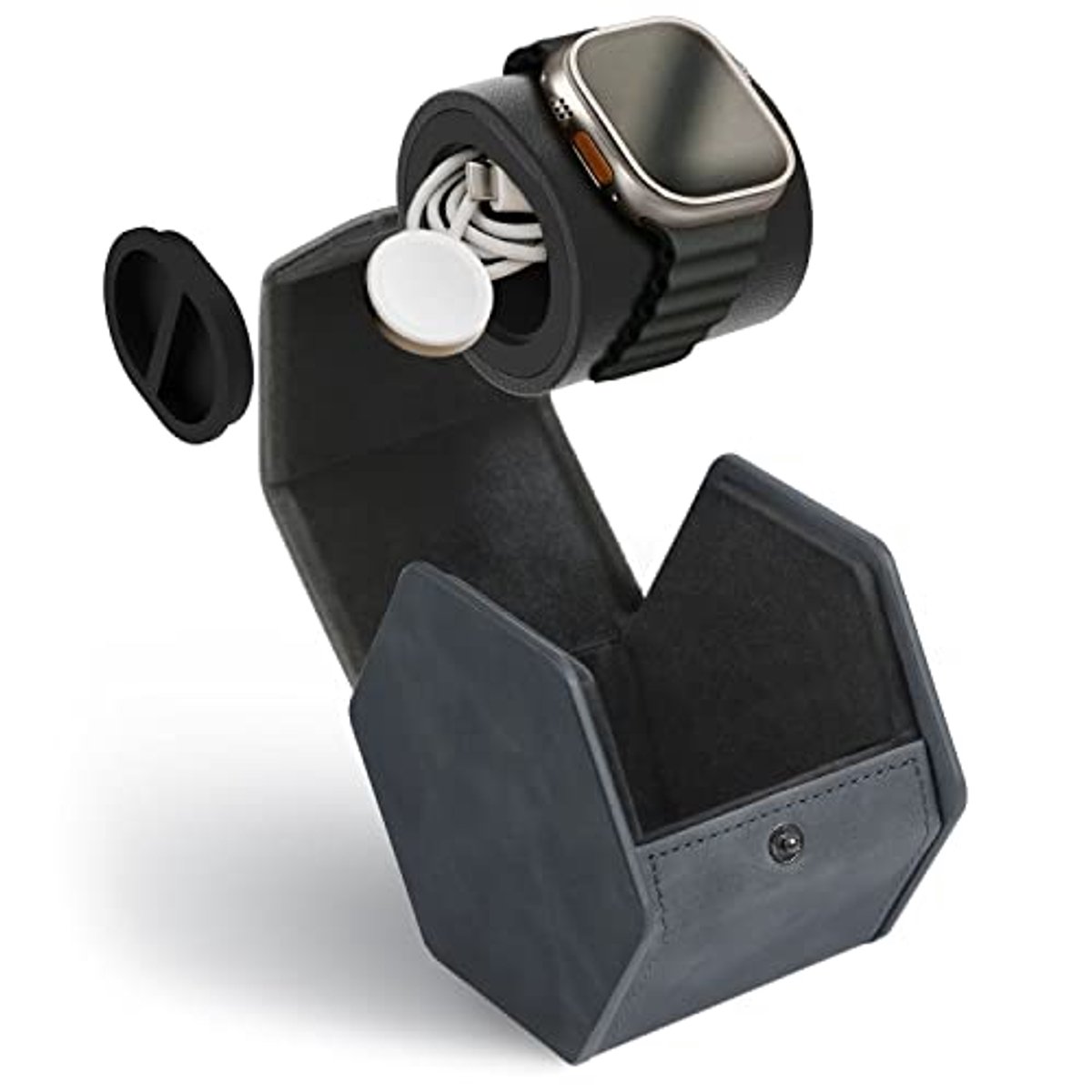 Horlogerol voor 1 horloge met verstelbaar kussen en veganistisch leer - compacte reiskoffer