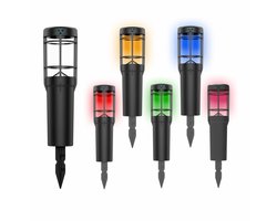 VibeXpert - Set van 4 Solar Tuinlampen met Kleur LED - LED Tuinverlichting op Zonne-energie - Sfeerverlichting Buiten voor Tuin of pad