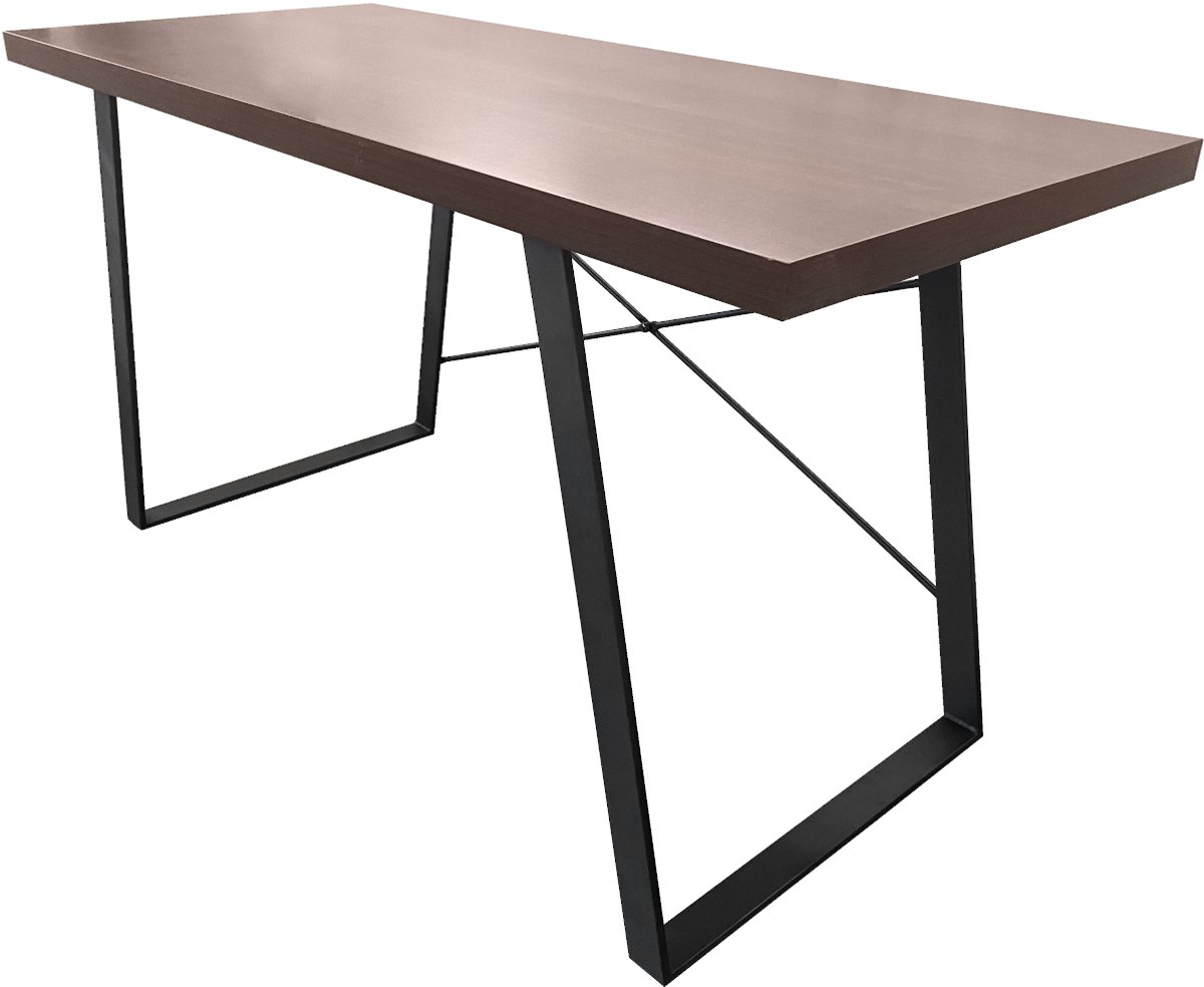 SVITA INDUSTRIAL - bureau notenhouten look met zwarte metalen poten Bruin