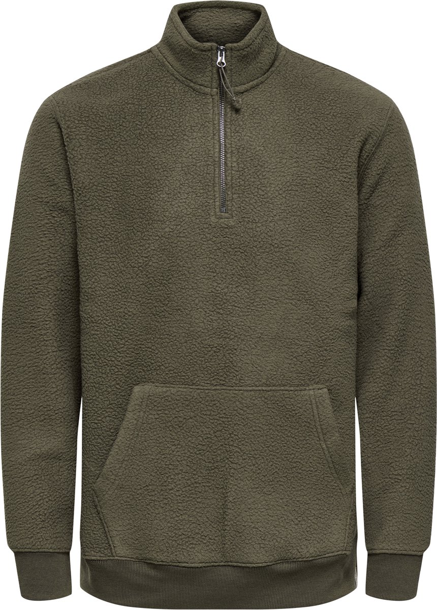 ONLY&SONS - ONSEMILIO REG TEDDY HALF ZIP SWEAT VD - Heren - Sweaters