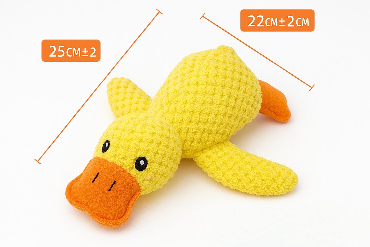 Hondenknuffel Peppin een witte eend gemaakt van zacht pluche