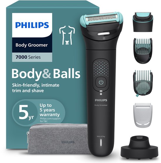 Philips Series 7000 Bodygroomer mannen Flexibel - Body Trimmer - Trimkam & Intimate Trimmer - LED licht - Oplaadstation - BG7475/15