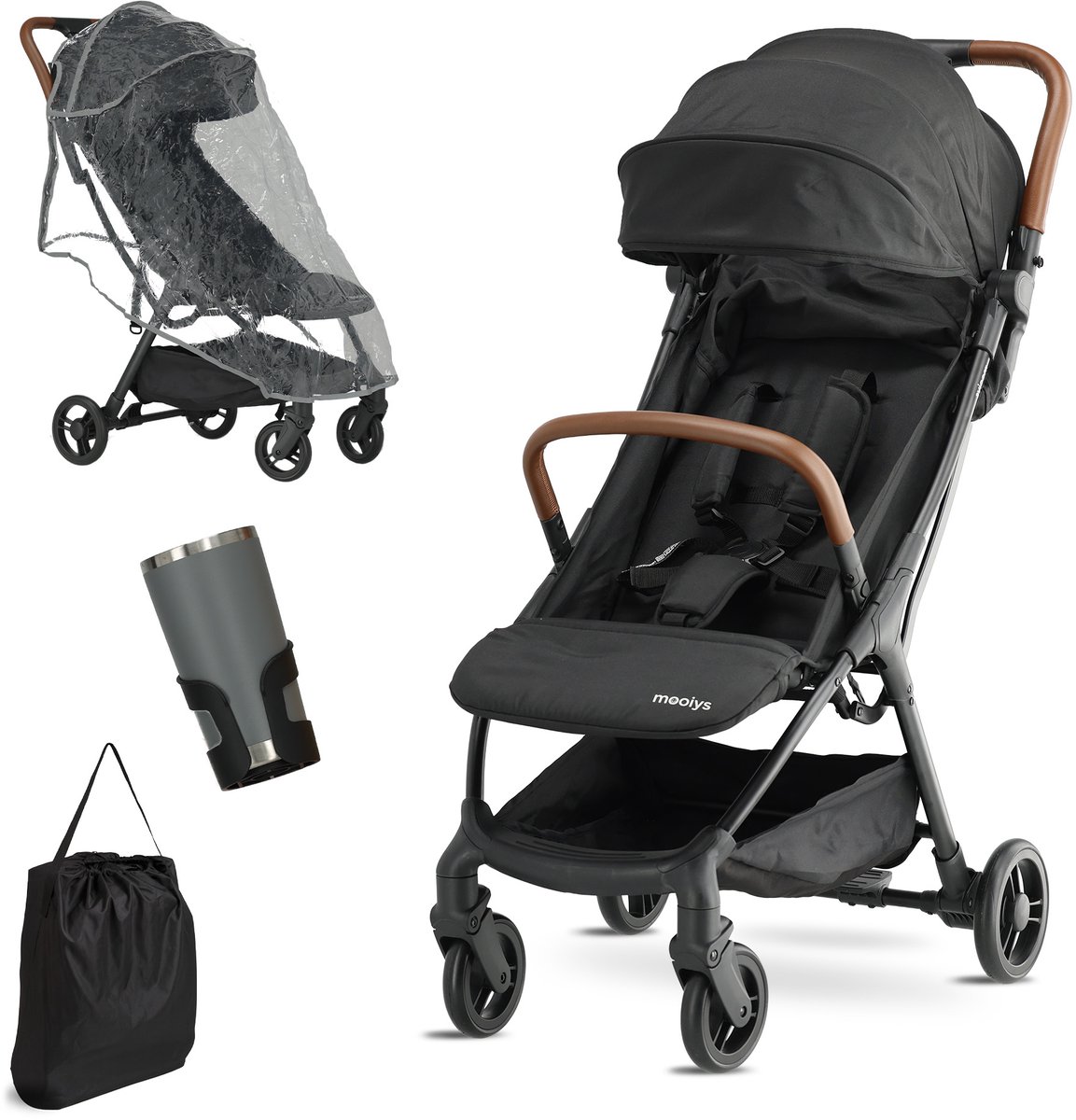 Mooiys Ash Buggy - Compacte buggy - Lichtgewicht Inklapbaar - Zwart