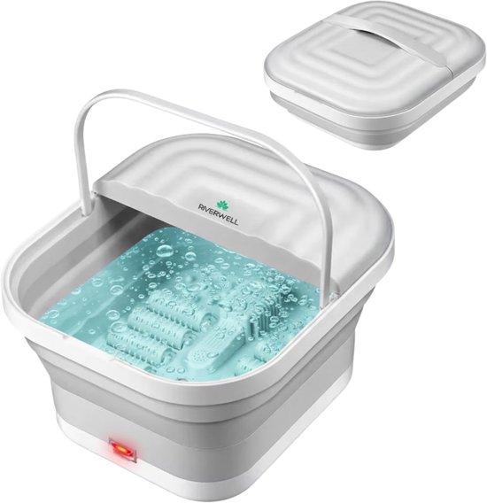 Riverwell Opvouwbaar Massage Voetenbad - Voetmassage Apparaat - Inklapbaar Voetbad Met Massage - Verwarming tot 48°C- Wit
