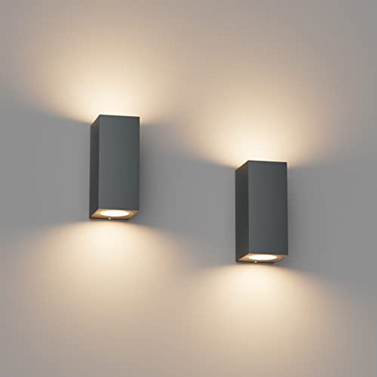 Moderne antraciet wandlamp - Waterdicht IP65 - Voor binnen en buiten - Aluminium hoekig ontwerp - GU10 fitting