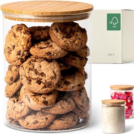 ComSaf Luchtdichte Glazen Potten 1000ml met Clipsluiting Set van 3, Glazen Potten met Deksel, Voorraadpotten Ideaal voor Keuken Bewaren van Muesli, Suiker, Spaghetti, Kruiden