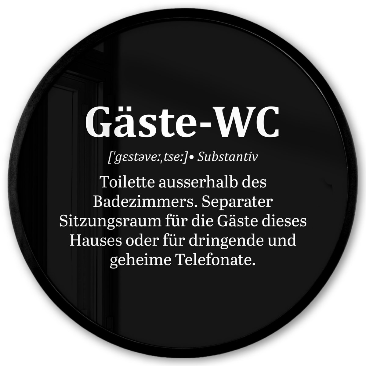 FrameYourWall Poster in lijst Rond - Fotolijst 40x40 cm - Posters - Quotes - Gäste-wc - Definitie - Zwart - Spreuk - Ronde posterlijst zwart - Decoratie - Wanddecoratie woonkamer - Muurdecoratie slaapkamer Multicolor