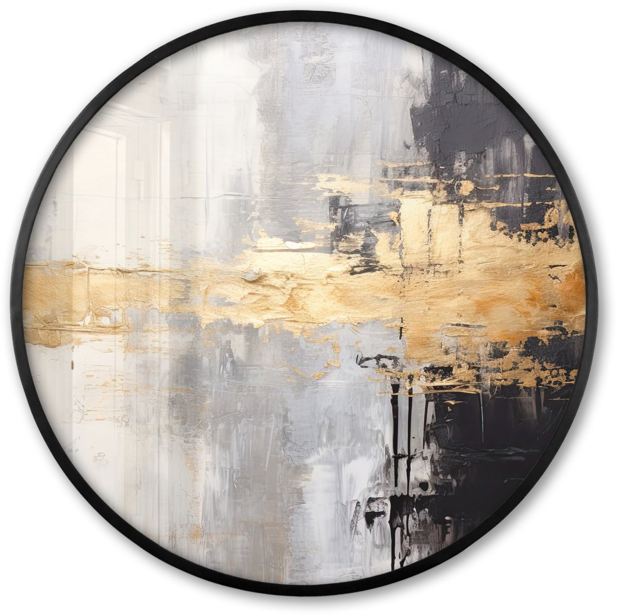 FrameYourWall Poster in lijst Rond - Fotolijst 60x60 cm - Posters - Goud - Luxe - Acryl - Kunst - Ronde posterlijst zwart - Decoratie - Wanddecoratie woonkamer - Muurdecoratie slaapkamer Marmer look - Luxe