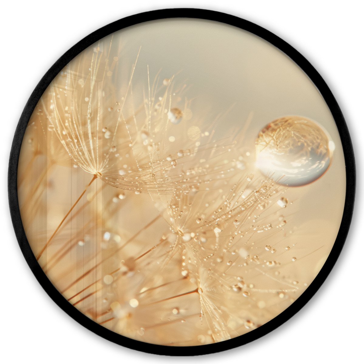 FrameYourWall Poster in lijst Rond - Fotolijst 40x40 cm - Posters - Paardenbloem - Water - Natuur - Planten - Modern - Ronde posterlijst zwart - Decoratie - Wanddecoratie woonkamer - Muurdecoratie slaapkamer