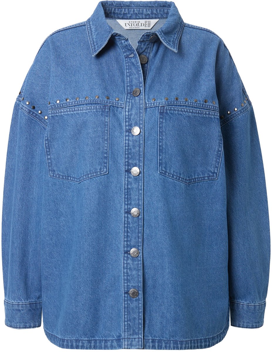 Studio Untold - Dames - Denim overhemd oversized sierstuds - Blauw denim - Maat 50+