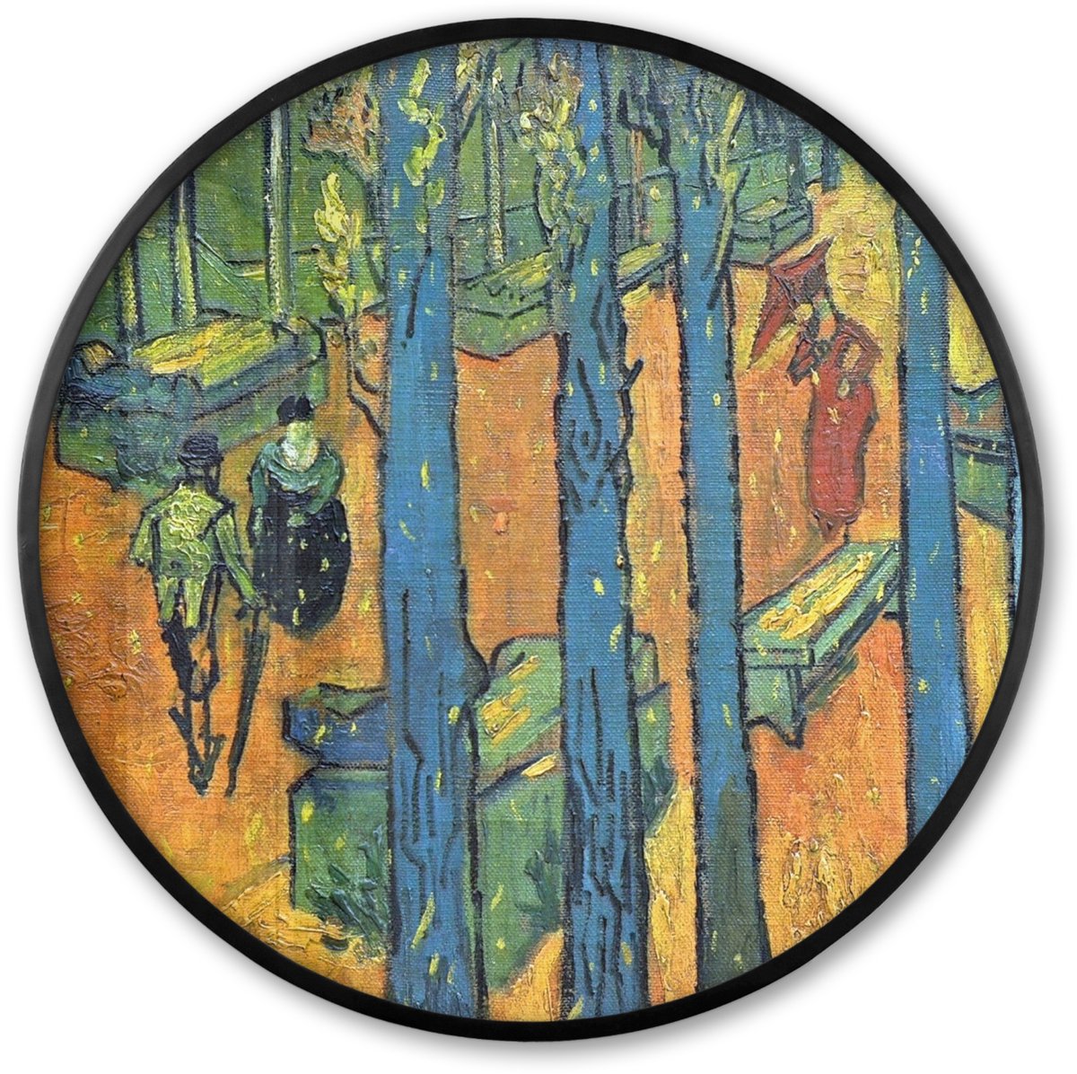 FrameYourWall Poster in lijst Rond - Fotolijst 80x80 cm - Posters - Les Alyscamps - Vincent van Gogh - Ronde posterlijst zwart - Decoratie - Wanddecoratie woonkamer - Muurdecoratie slaapkamer Multicolor