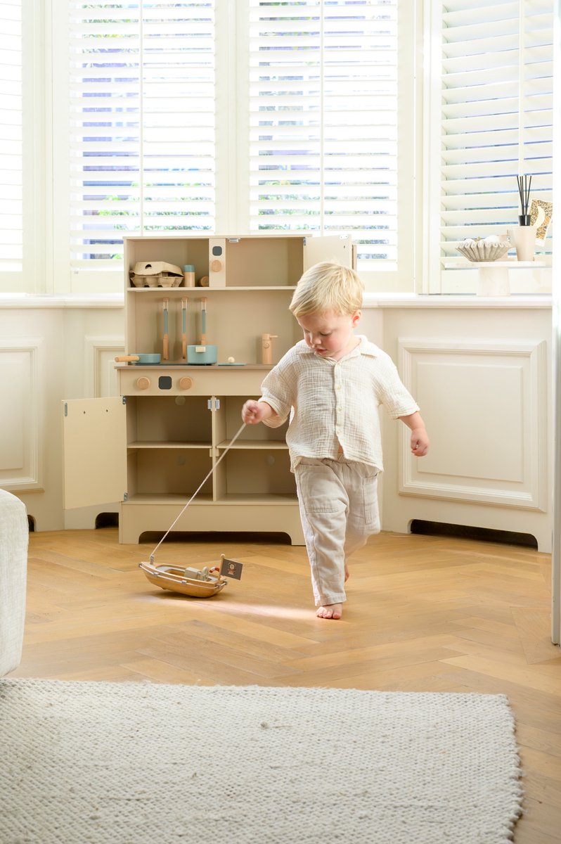 Babiem® Xavier - Trekdier Boot - Speelgoed Met Trekkoord - Houten Speelgoed - Speelgoed 1 Jaar - Verwisselbare Vlaggen - met Wieltjes - FSC - Hout — afbeelding 4