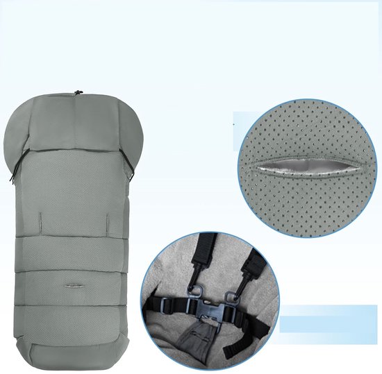 Thermische slaapzak voor kinderwagen - waterdichte en winddichte winterslaapzak - wasbare thermische babyslaapzak - waterdichte en winddichte kinderwagenaccessoires - geschikt voor baby's van 0-36 maanden (grijs) — afbeelding 5