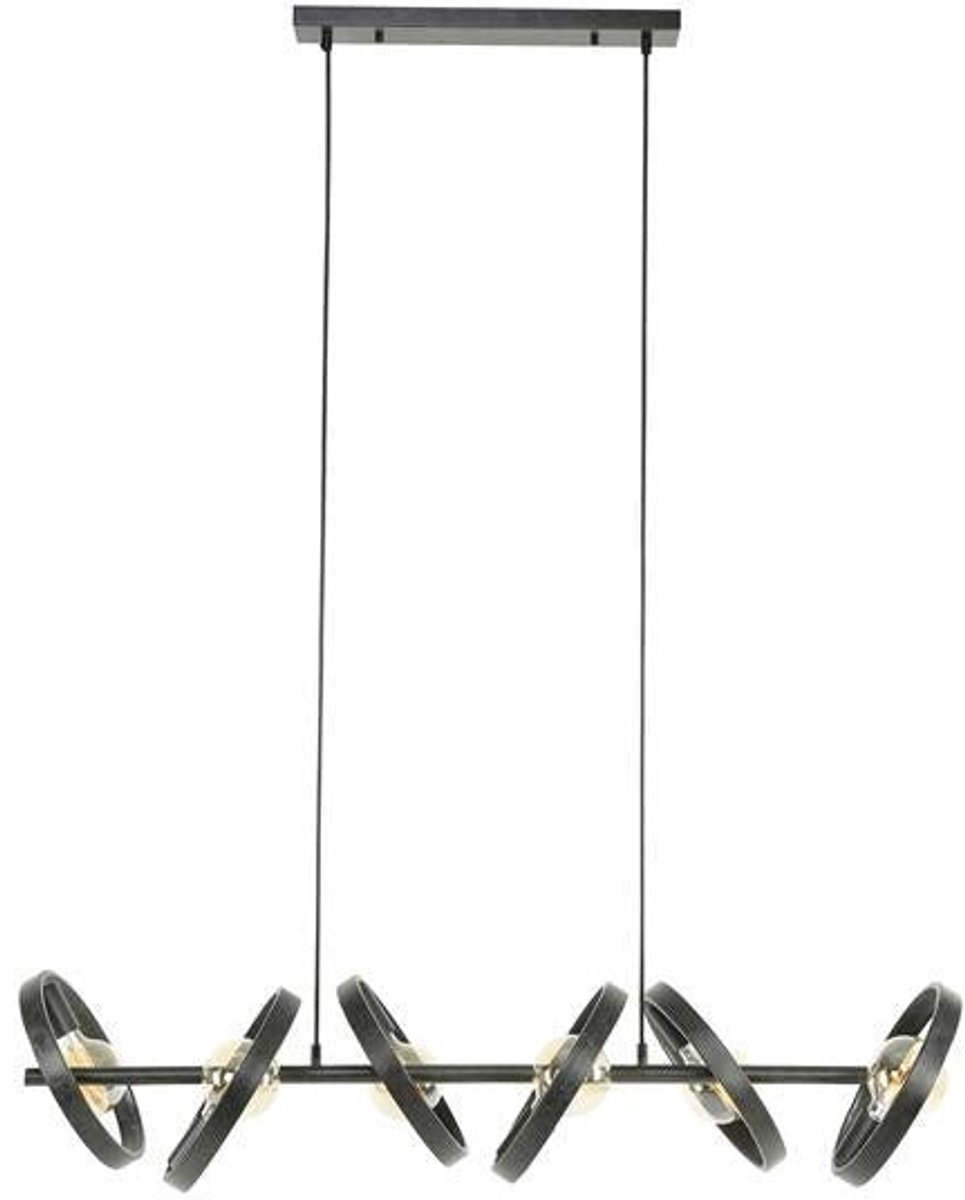 Hanglamp Industrieel Circular - Hang Lamp voor Boven Dinertafel Eetkamer in Ringen - Donkergrijze Industriele / Modern Plafond Lamp met Warm Licht (120cm)