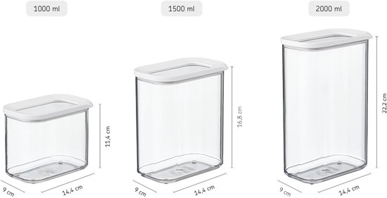 Mepal - Set de boîtes de conservation Modula 4 pièces - Wit - 4 x 1500 ml