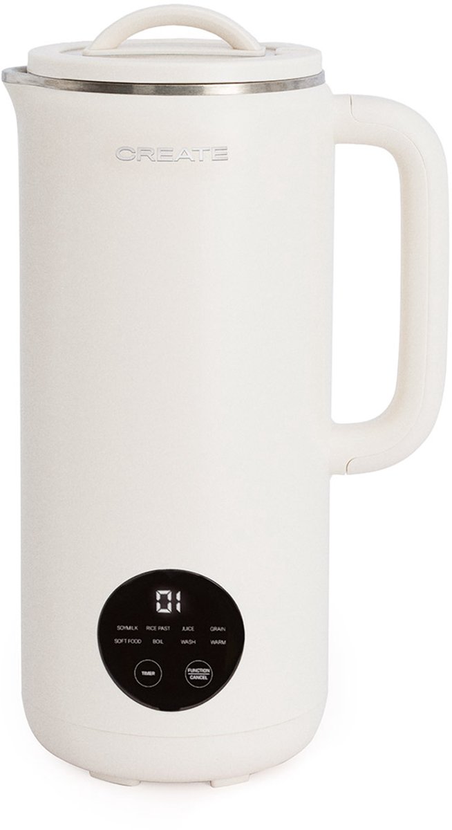 CREATE - Multifunctionele machine van 850 ml voor plantaardige melk compotes granenpapjes groentecrèmes sapjes - Timer 12 uur - Gebroken wit- VEGAN MILK MAKER STUDIO