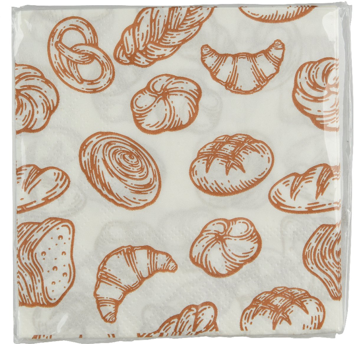Decoris - Papieren servetten - Motief van ontbijtkoeken - Wit / bruin - 25 x 25 cm croissant