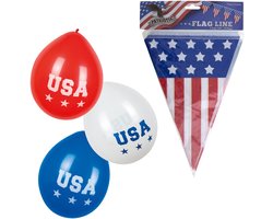 Amerika/USA thema versiering set - vlaggetjes en ballonnen - Amerikaanse feestartikelen - stars and stripes - United States of America party