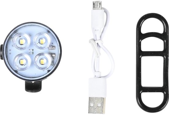 Benson Fietslamp - 2x - wit voorlicht - LED - USB oplaadbaar - inclusief clip en kabel — afbeelding 5