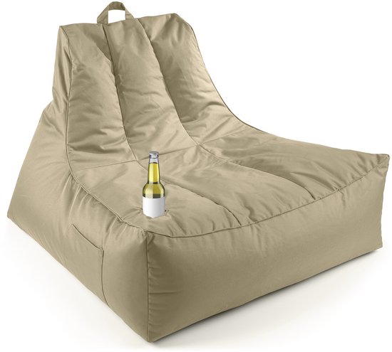 Fauteuil Lounge Lumaland Premium – Pouf d'intérieur et Plein air avec Rembourrage et porte-gobelet, Lounge XXL pour salon, balcon et Jardin, hydrofuge