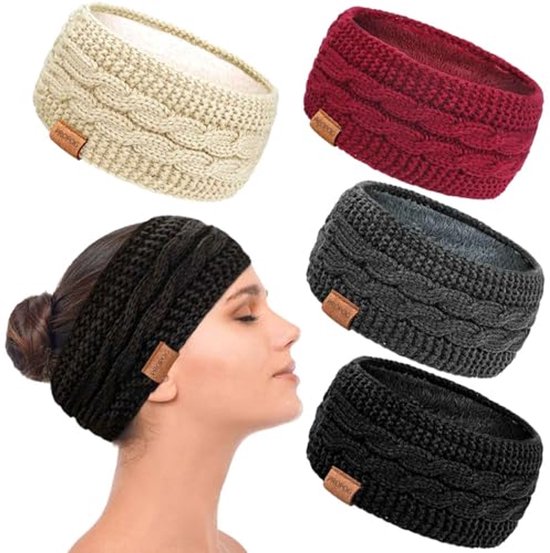 Gehaakte Hoofd Wraps DRESHOW Warme Gebreide Hoofdband Voor Vrouwen - Dikke Fleece Oorwarmer Voor De Winter Fleece Gevoerde Hoofdband