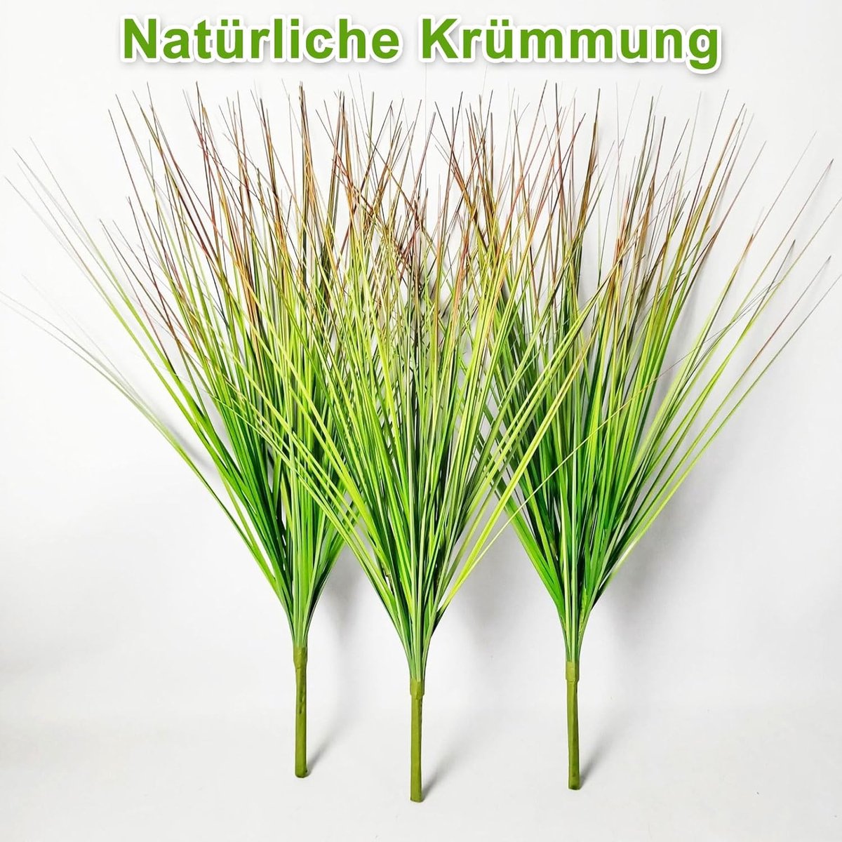 Famanu - 12 stuks kunstplanten als echt kunstgras, kunstplanten, buiten, kunstgroene stelen, grassen, kunstbalkonplanten, tarwegras, uv-bestendig, decoratief gras voor binnen en buiten, tuin